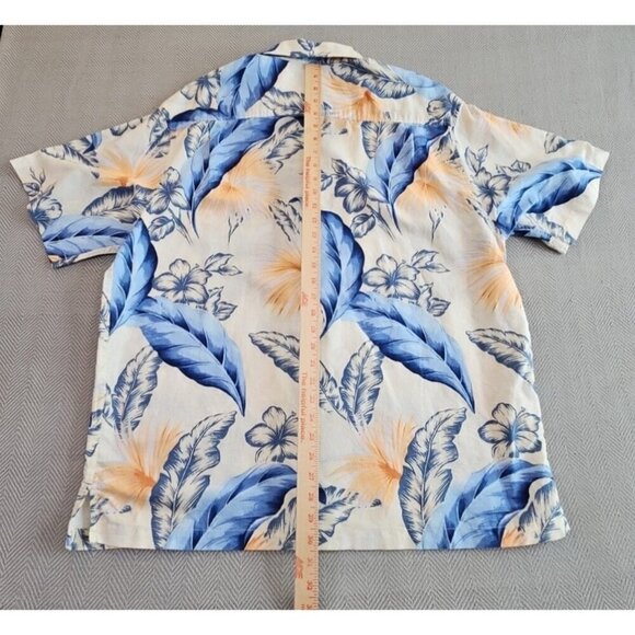Caribbean Hawaiian Shirt Men's XL Multicolor Linen Blend Button Up S/S Floral - Picture 12 of 14